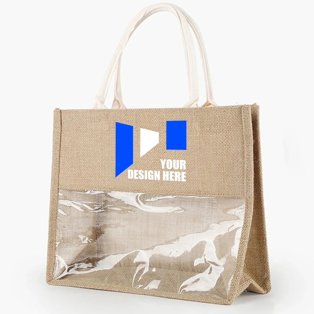 Transparent Jute Tote Bag, custom tote bag with logo imprint 1