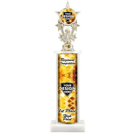 Trophy Custom: 1 column, 2.5x4.5" Marble base, 6" 1