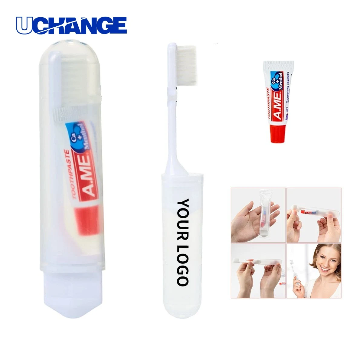 Travel Folding Toothbrush Kit with Toothpaste for Travel Use 1