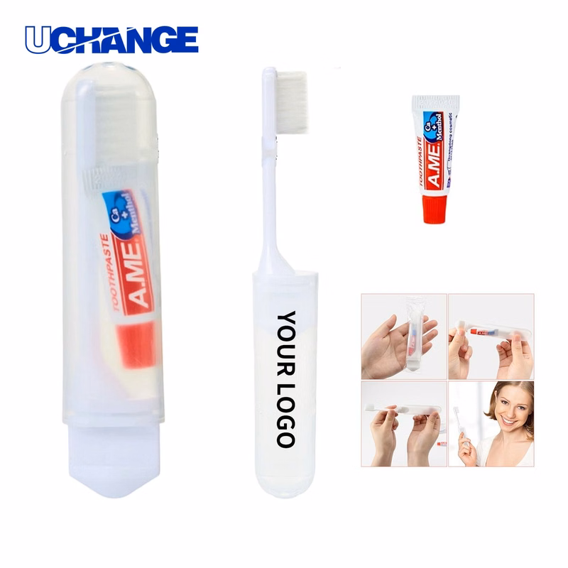 Travel Folding Toothbrush Kit with Toothpaste for Travel Use