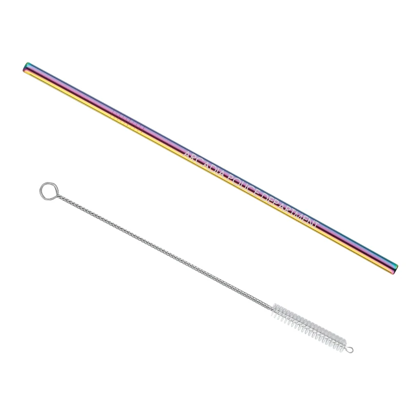 Clearance Item! Colored Stainless Steel Straw with Pipe Cleaner Brush 1