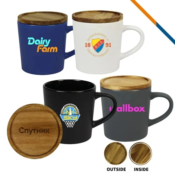 Custom 16 oz Ceramic Mug with Eco-Friendly Wood Lid — Full-Color Premium Drinkware 1