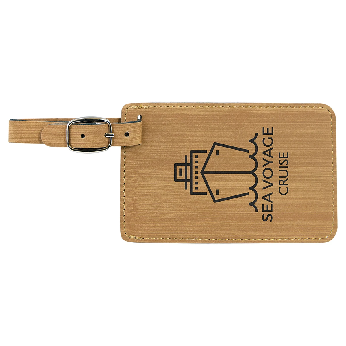 4 1/4" x 2 3/4" Bamboo Leatherette Luggage Tag 1
