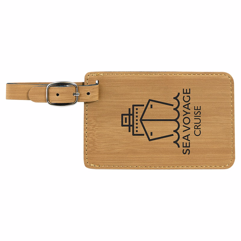 4 1/4" x 2 3/4" Bamboo Leatherette Luggage Tag