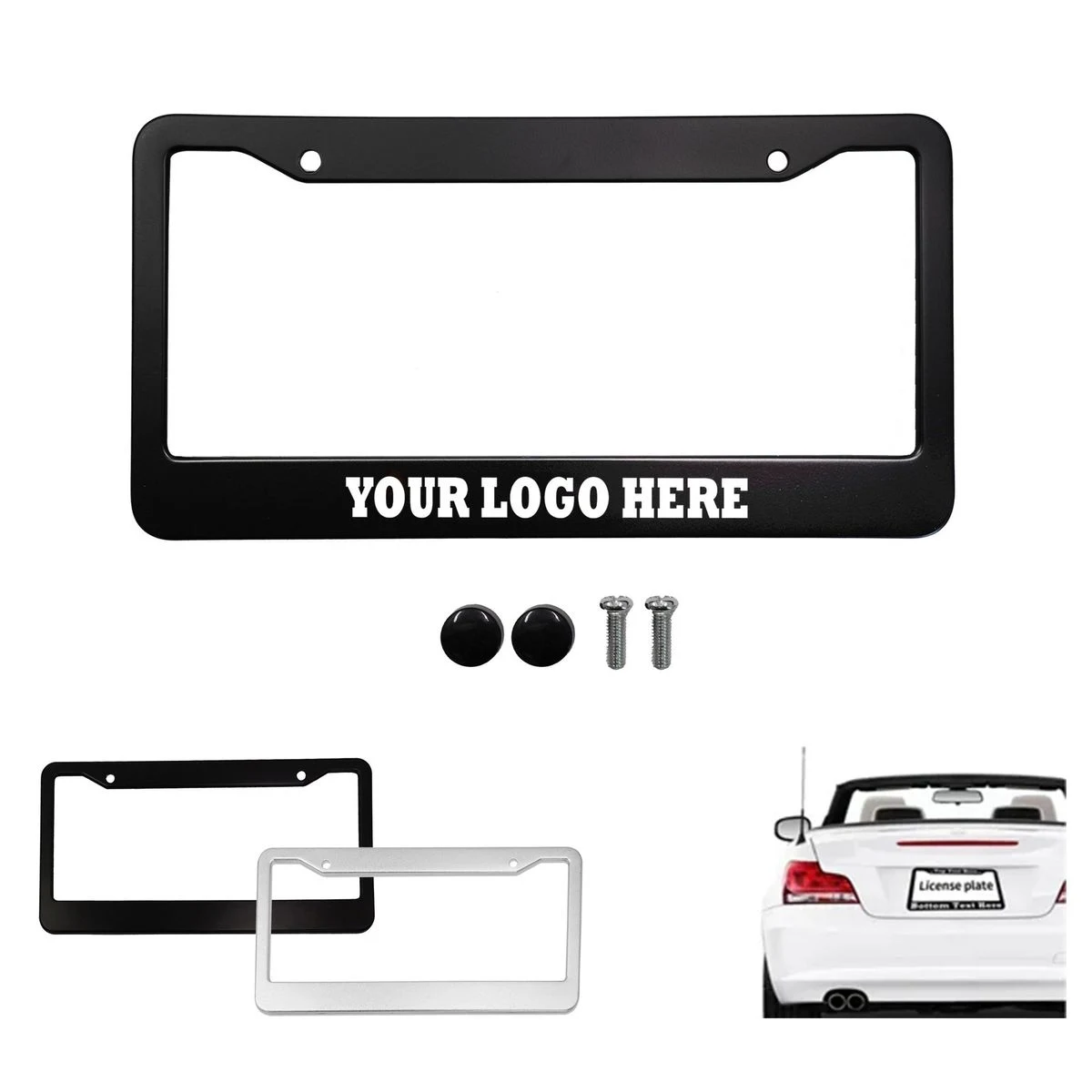 Aluminum Alloy Two Holes License Plate Frame 1