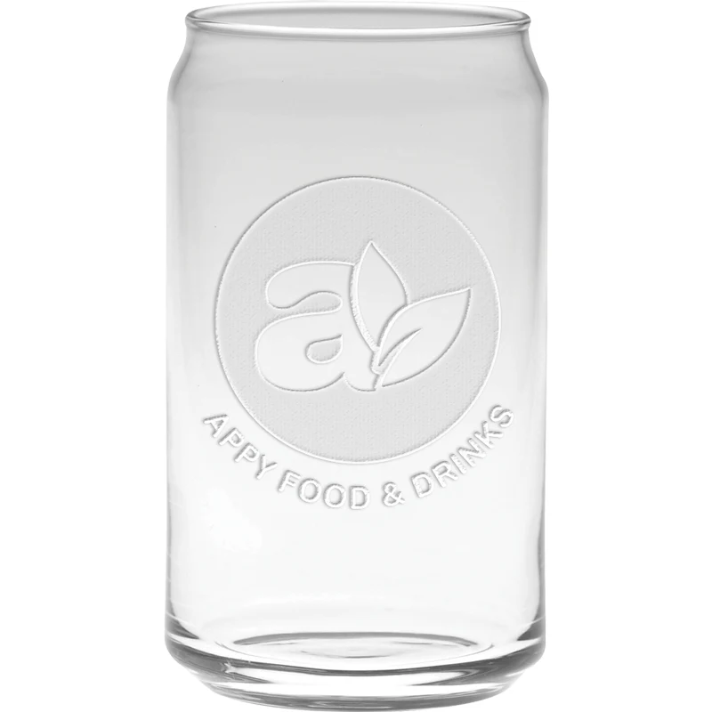 16 oz. Deep Etch Soda Can Glass 1