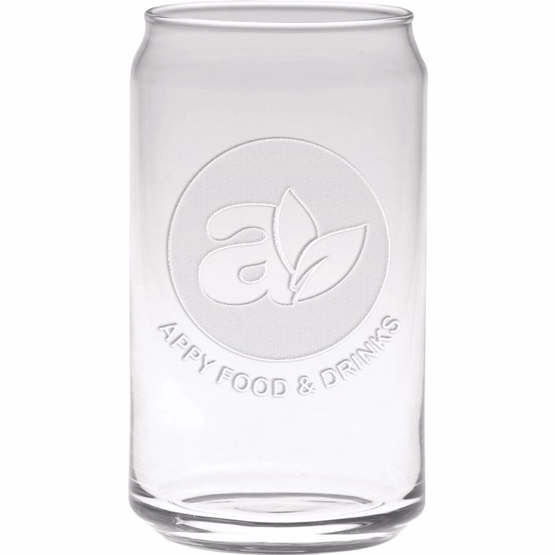 16 oz. Deep Etch Soda Can Glass