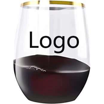 12OZ PET Trian Wine Class Drink Cup/ Gold Edge 1
