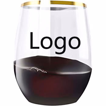 12OZ PET Trian Wine Class Drink Cup/ Gold Edge