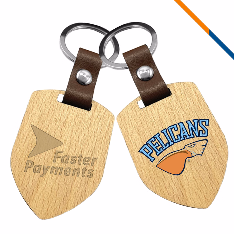 Wooden Shield Keychain