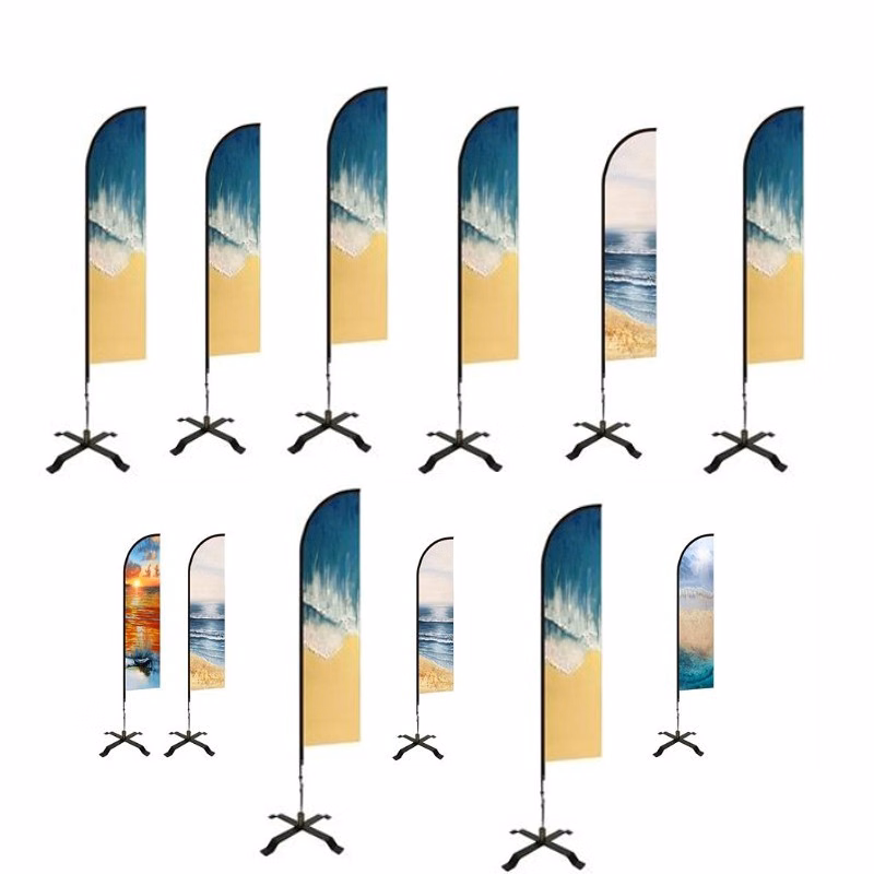 Double Sided Feather Flag w/ Poles & Granded Spike