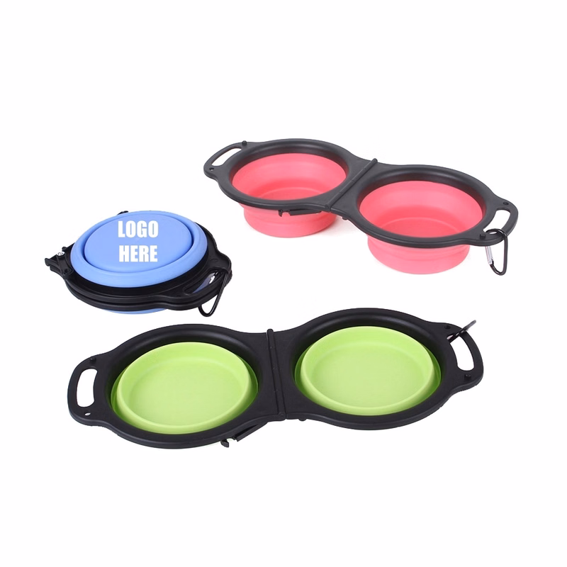 Custom Collapsible Silicone Dog Double Bowl