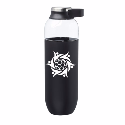 Plastic Water Bottle with Solid Color Half Wrap - Single