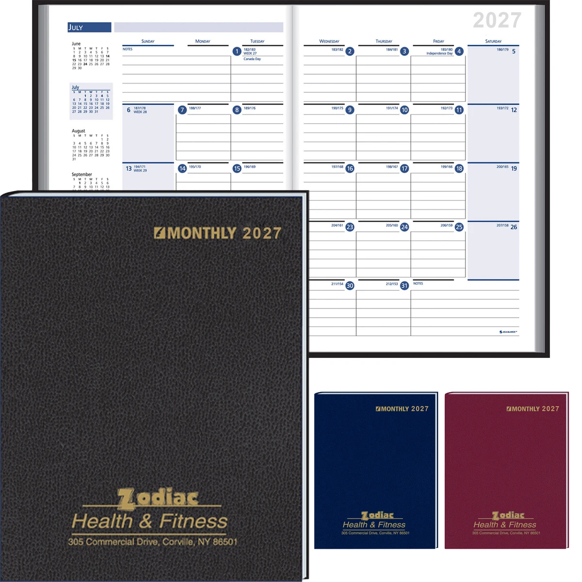 Ruled Monthly Format Stitched To Cover Desk Planner: 2027 1