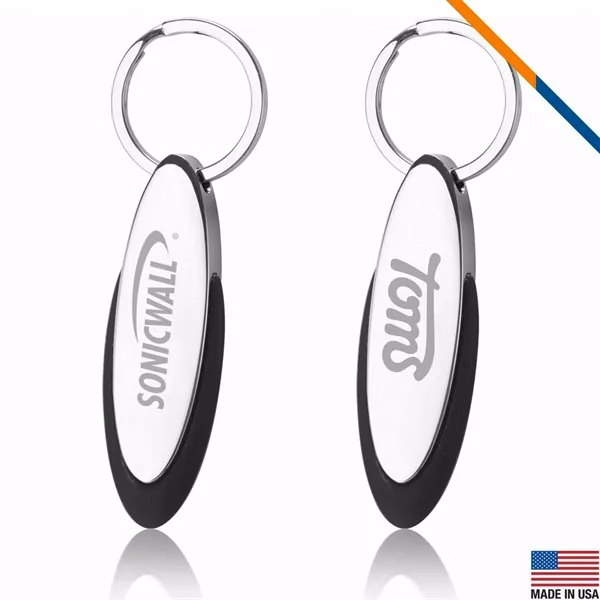 Custom Large Imprint Polished Chrome Metal Keychain — Professional Brand Visibility