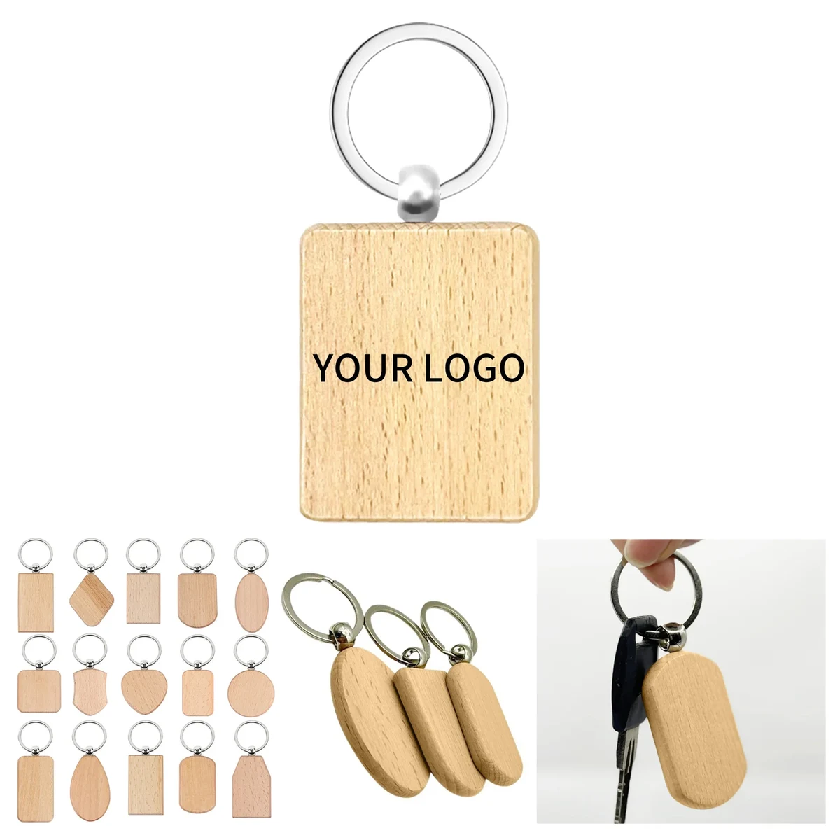 Wooden Promotional Key Tag with Logo 1