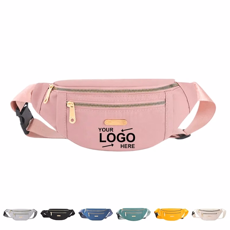 Large Crossbody Fanny Pack With 2 Zipper Pockets