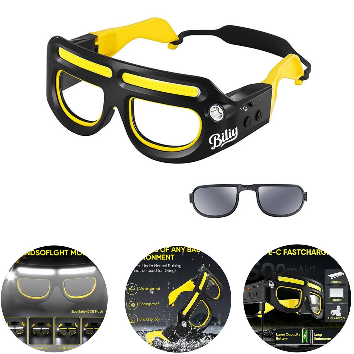 Rechargeable Led Safety Glasses with Light 1