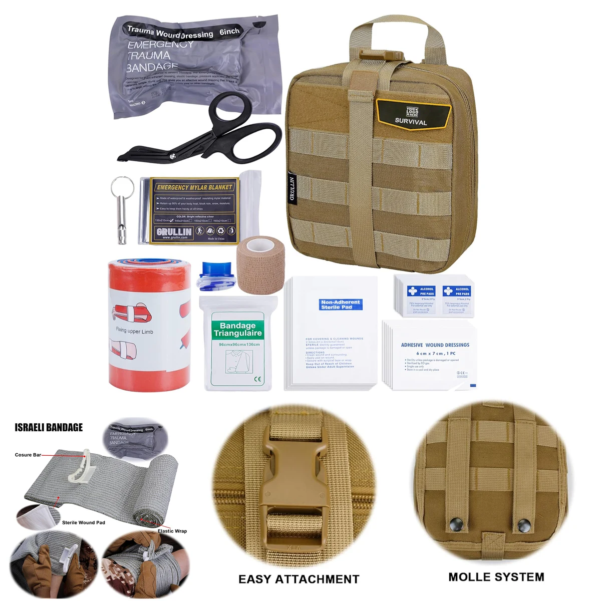 Travel Camping 39 Pieces Tactical Emergency First Aid Survival Kits Trauma Bag Outdoor Gear 1