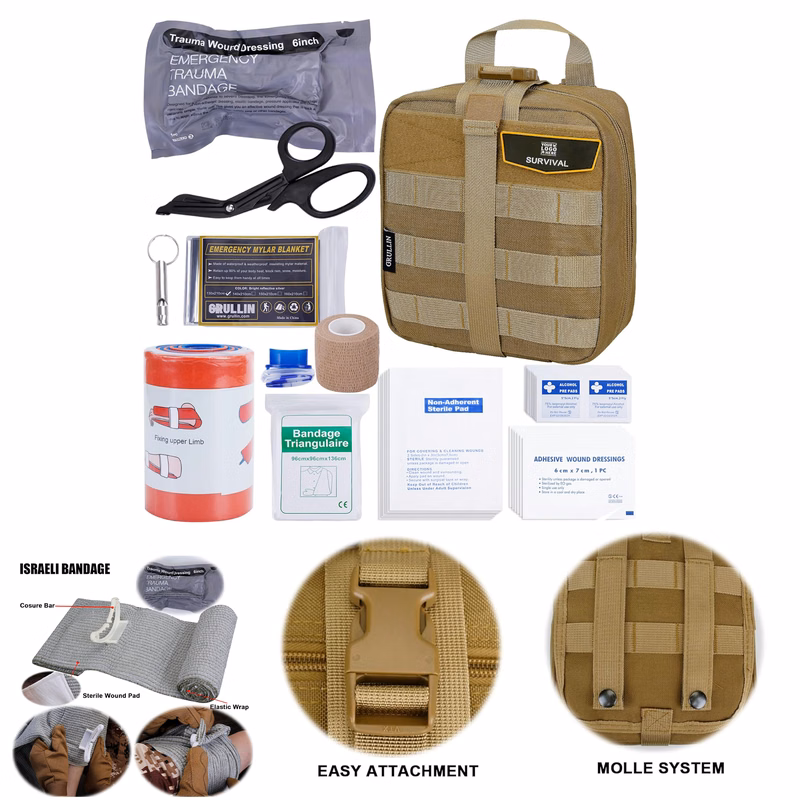 Travel Camping 39 Pieces Tactical Emergency First Aid Survival Kits Trauma Bag Outdoor Gear 