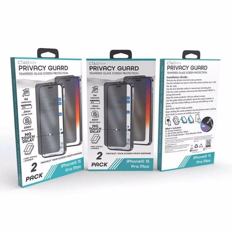 Iphone 15 Pro Max Glass PrivacyScreen Protector 2pk