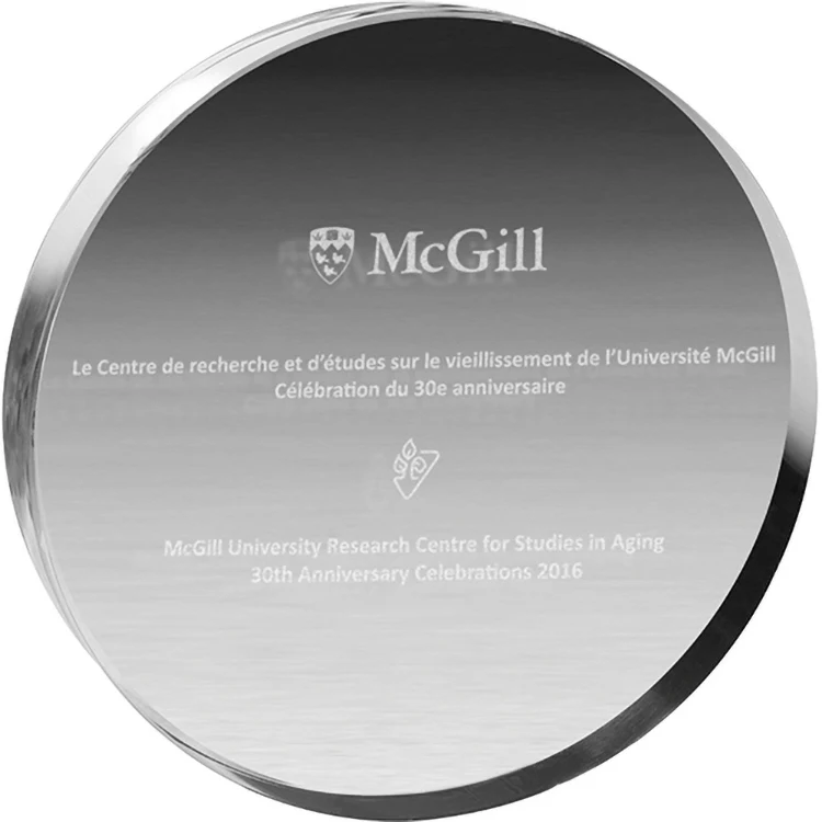 Clear Circle Acrylic Paper Weight (4" dia. x 3/4") (Lazer Engraved) 1