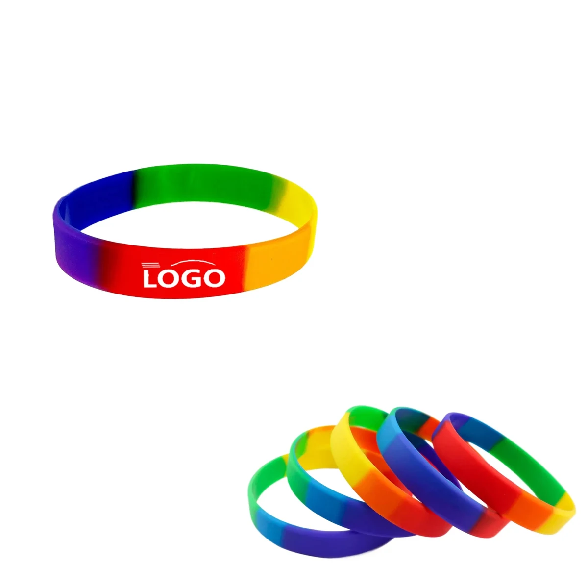 MOQ100 Rainbow Silicone Wristband for LGBTQ 1