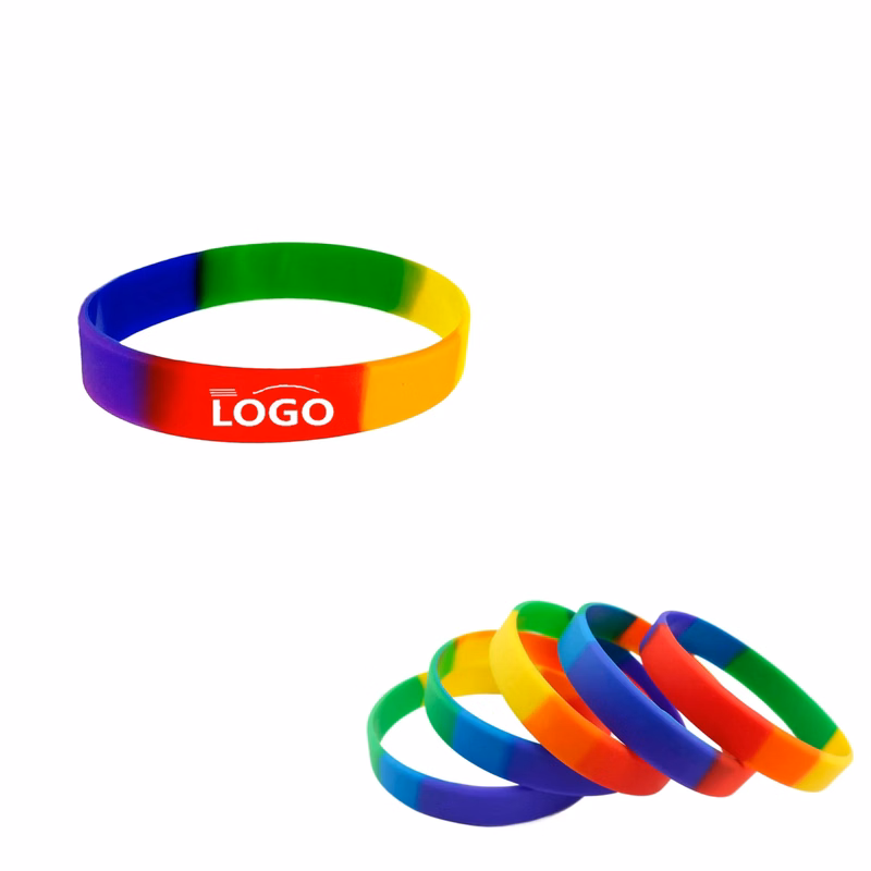 MOQ100 Rainbow Silicone Wristband for LGBTQ