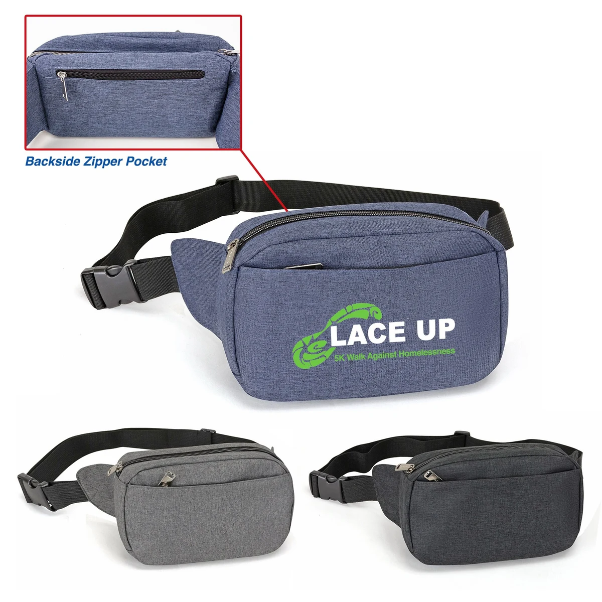 Heather Rounded 3 Pockets Fanny Pack 1