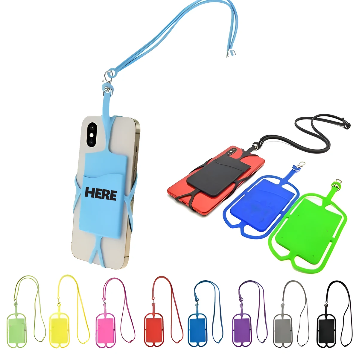 Silicone Neck Strap Phone Card Holder With Lanyard 1