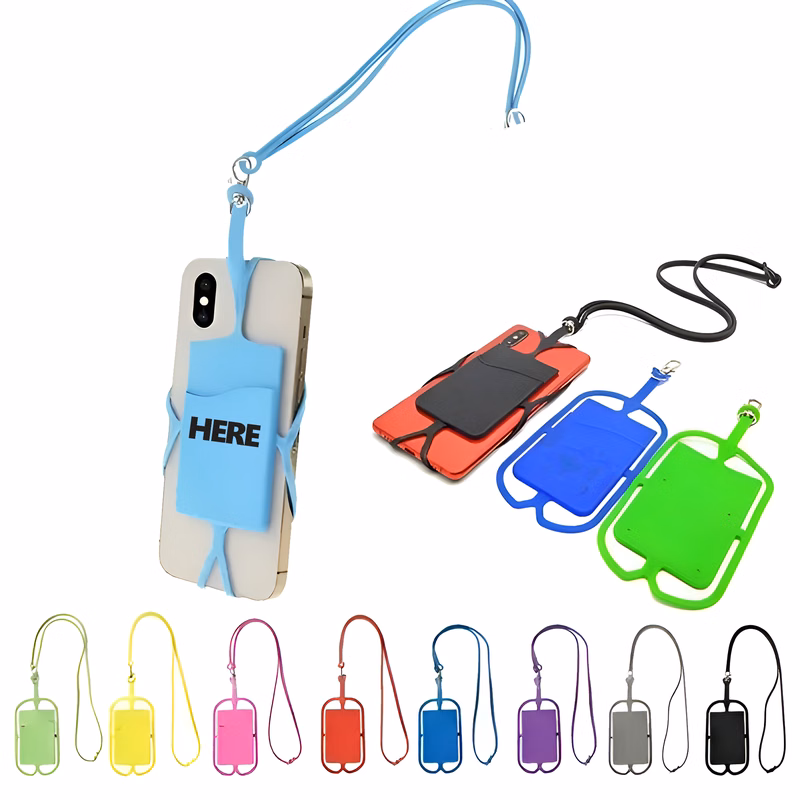Silicone Neck Strap Phone Card Holder With Lanyard