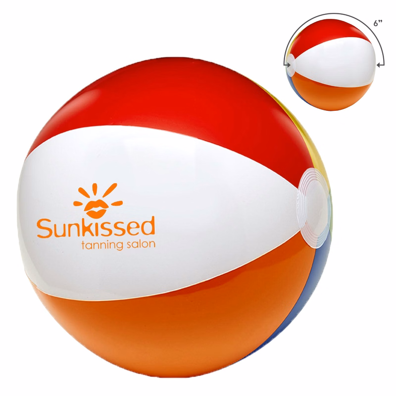 6" 6 Color Beach Ball