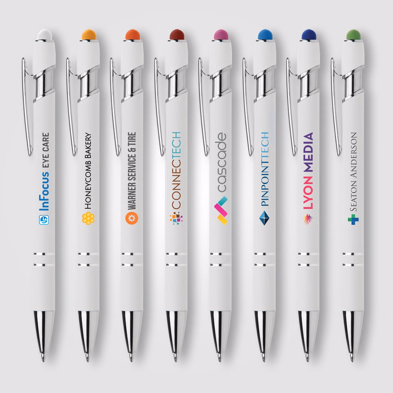 Ellipse Softy White Barrel Metal Pen w/ Stylus