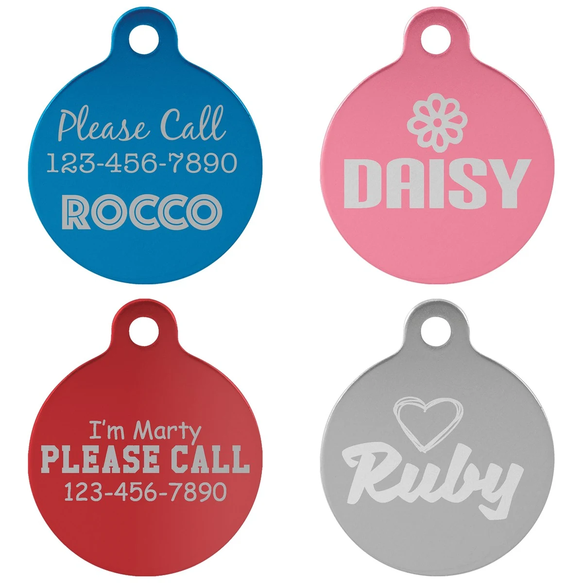1 1/4" Anodized Aluminum Round PET Tag with Tab 1