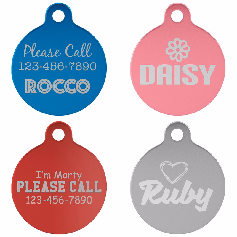 1 1/4" Anodized Aluminum Round PET Tag with Tab