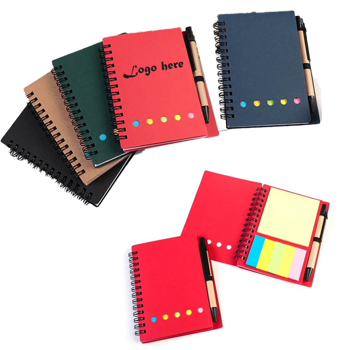 5.3"L X 4.1"W Custom Loose-leaf Kraft Paper Sticky Flag Jotter Note Pad 1