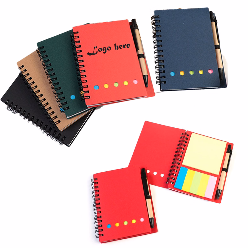 5.3"L X 4.1"W Custom Loose-leaf Kraft Paper Sticky Flag Jotter Note Pad