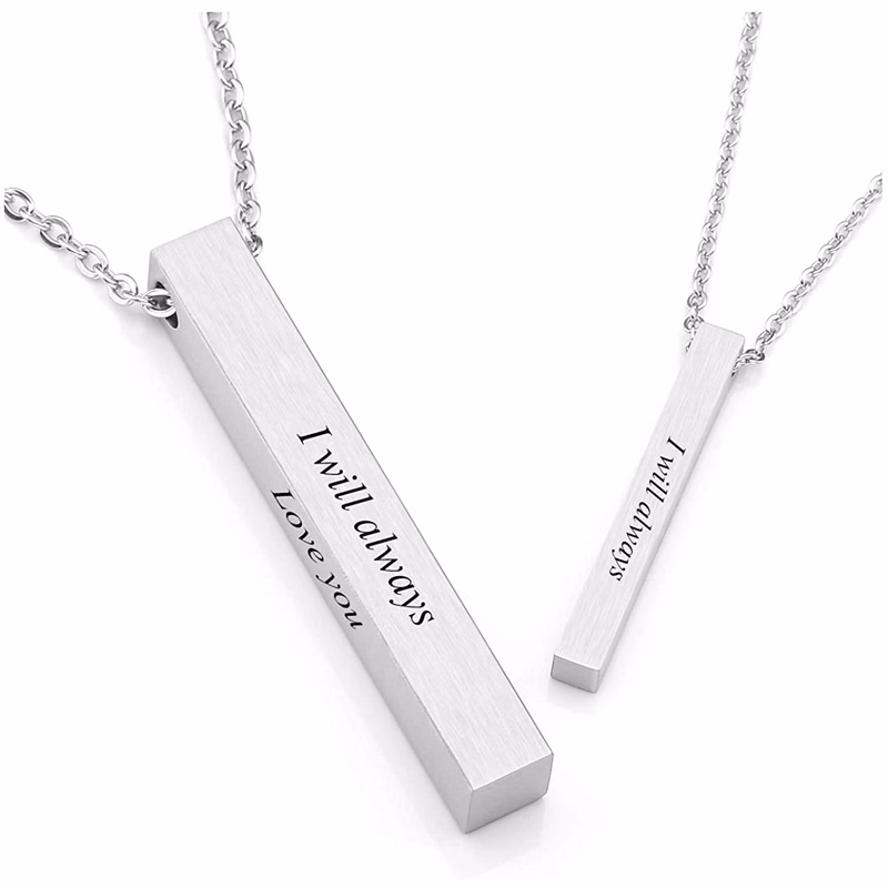 Personalized Engraved Stainless Steel Necklace - Bar