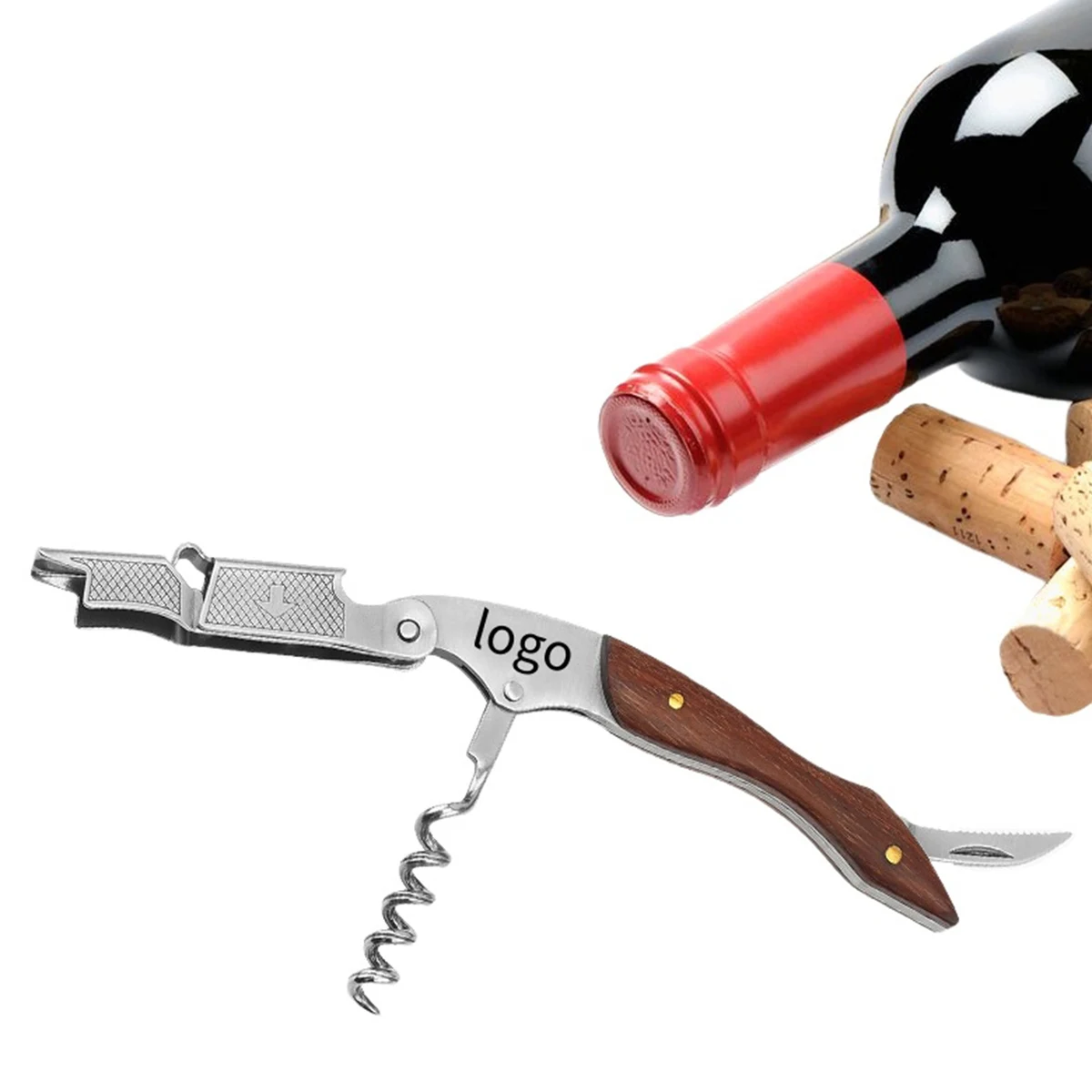 Foldable Stainless Steel Wine and Beer Opener with Knife 1