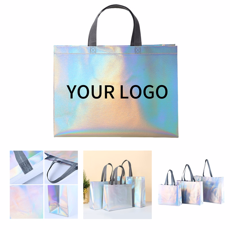 Non Woven Holographic Shopping Bag With Glossy Surface