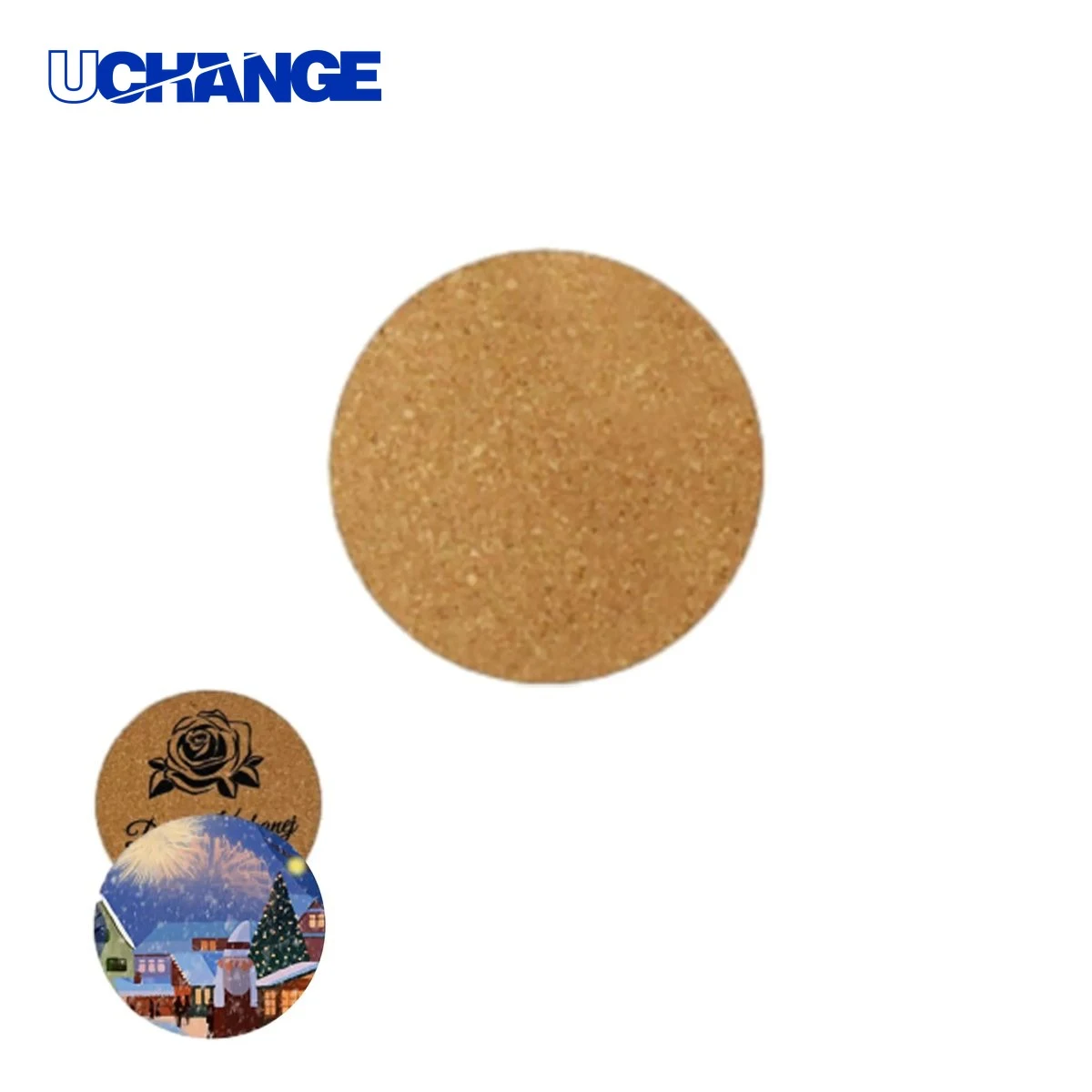Round Wooden Anti-Skid Mat Coaster (4in) 1