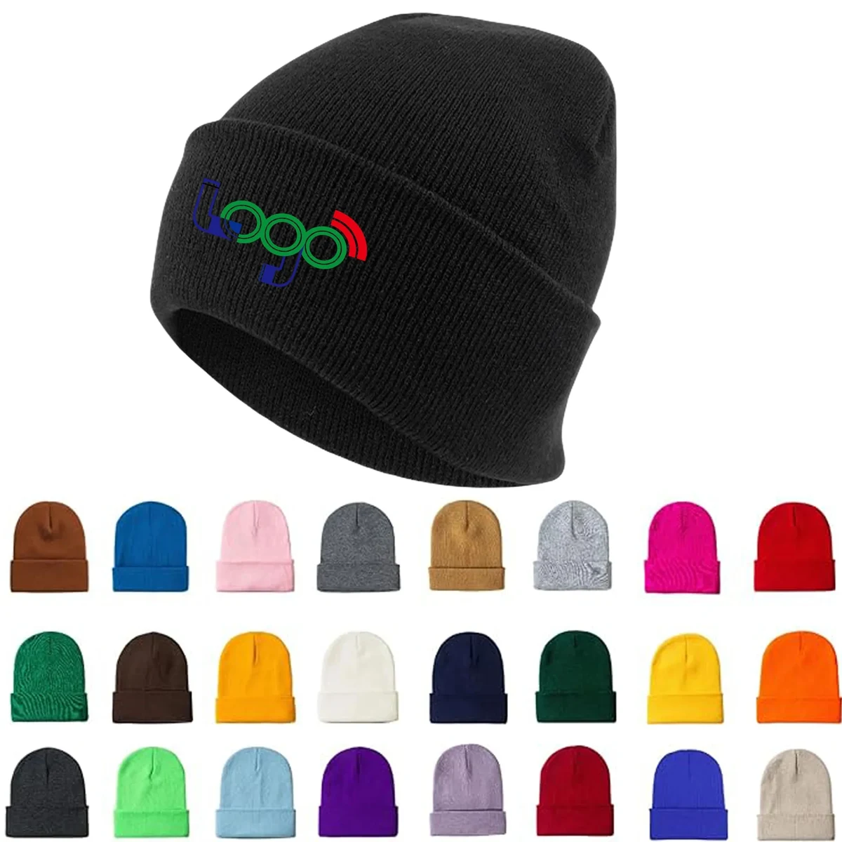 MOQ 50PCS Fullcolor Knitted Beanie Solid Color Hat 1