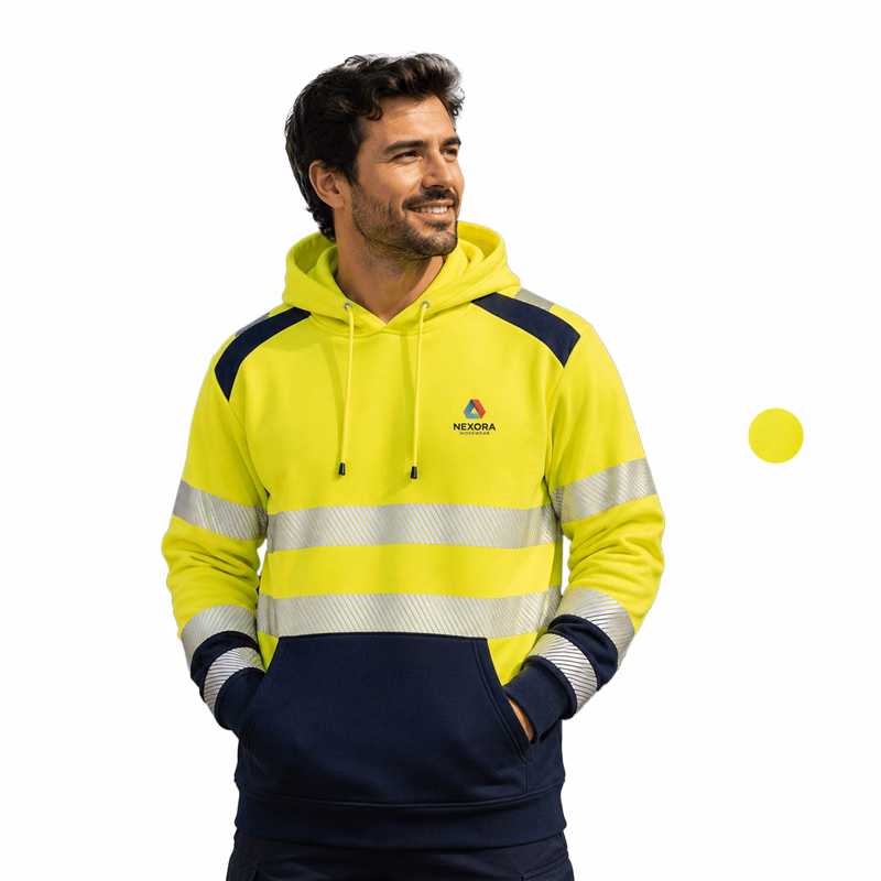 Class 3 Color Block Safety Hoodie With Segmented Tape And Kangaroo Pocket