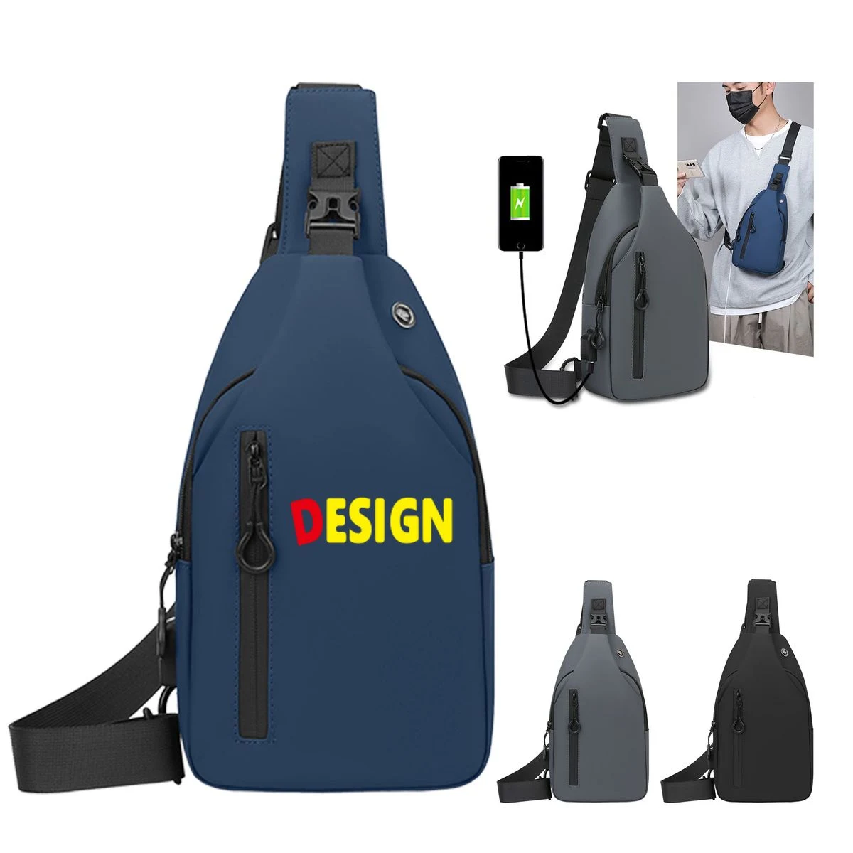 USB Charging Sling Chest Bag 1