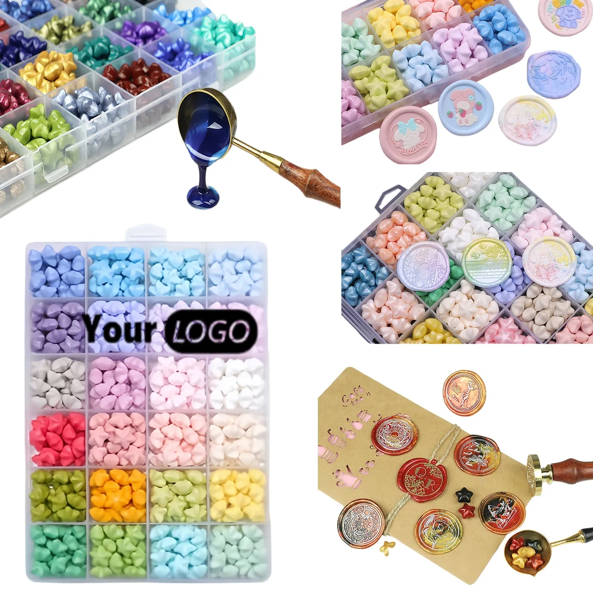 Stunning 24 Grid Star Wax Seal Pellets Macaron Colors Set 1