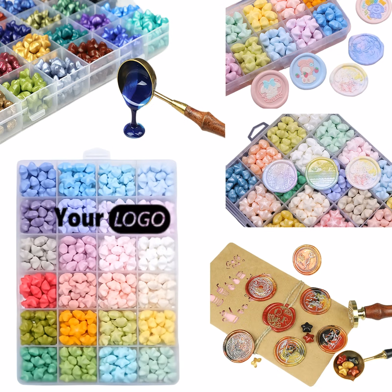 Stunning 24 Grid Star Wax Seal Pellets Macaron Colors Set