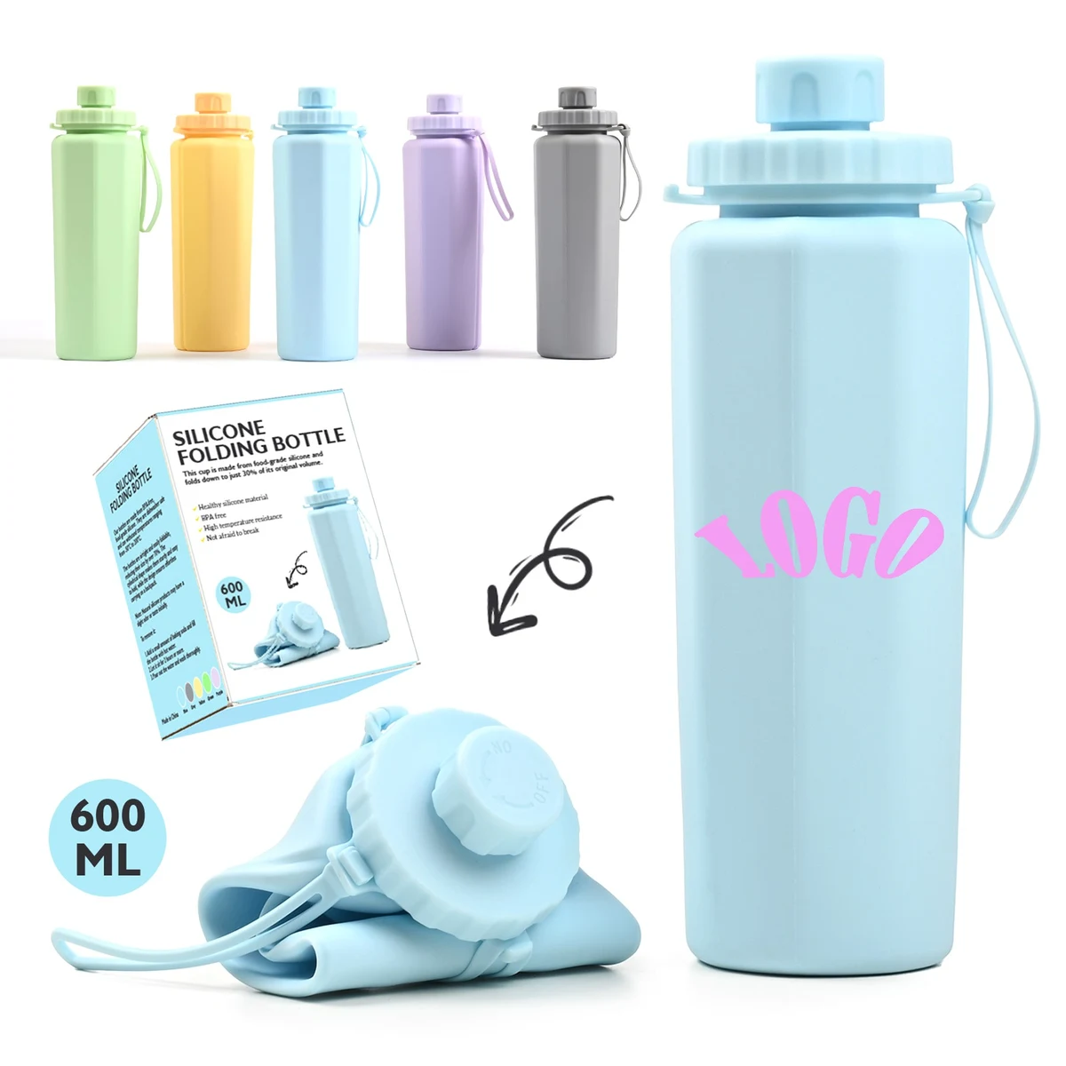 20 Oz Silicone Foldable Reusable Retractable Cup 1