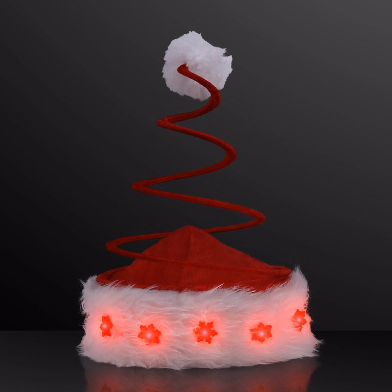 Coil Spring Santa Hat with LED Snowflakes