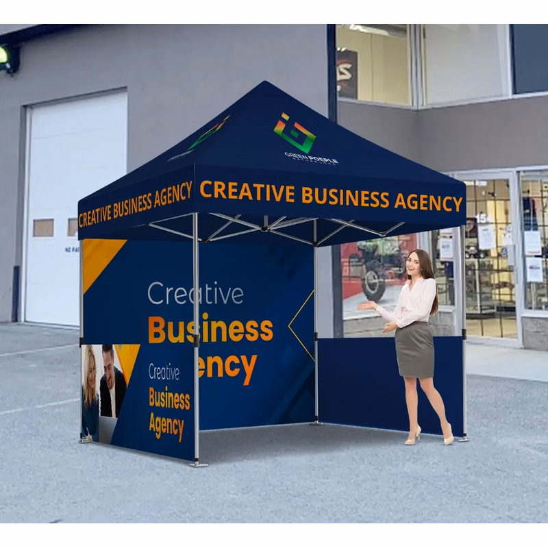 10' Custom Aluminum Canopy Tent Package with Double Sided Full Backwall and Half Sidewalls
