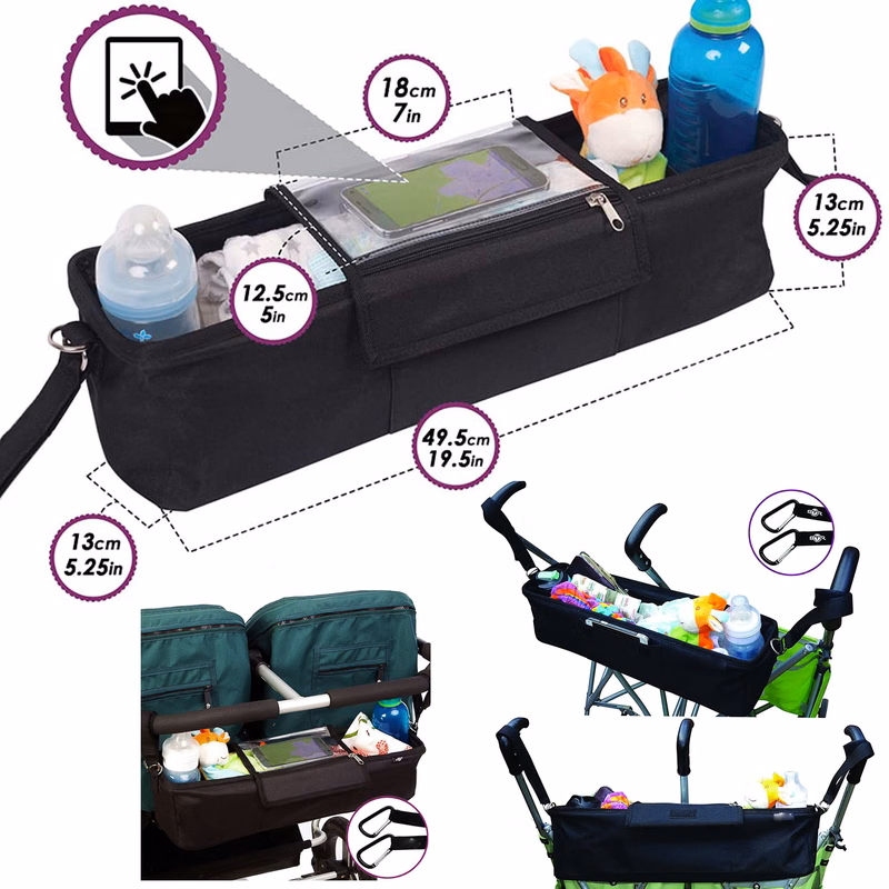 Baby Double Stroller Organizer with Drink and Cup Holders